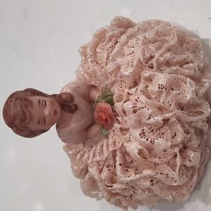Antique Porcelain Figurine in pink lace dress  🩷